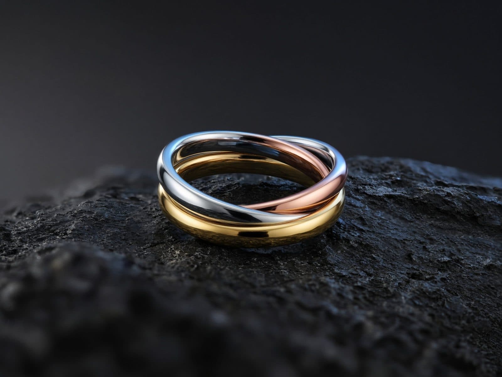 AI-generated catalog study of the Cartier Trinity Ring