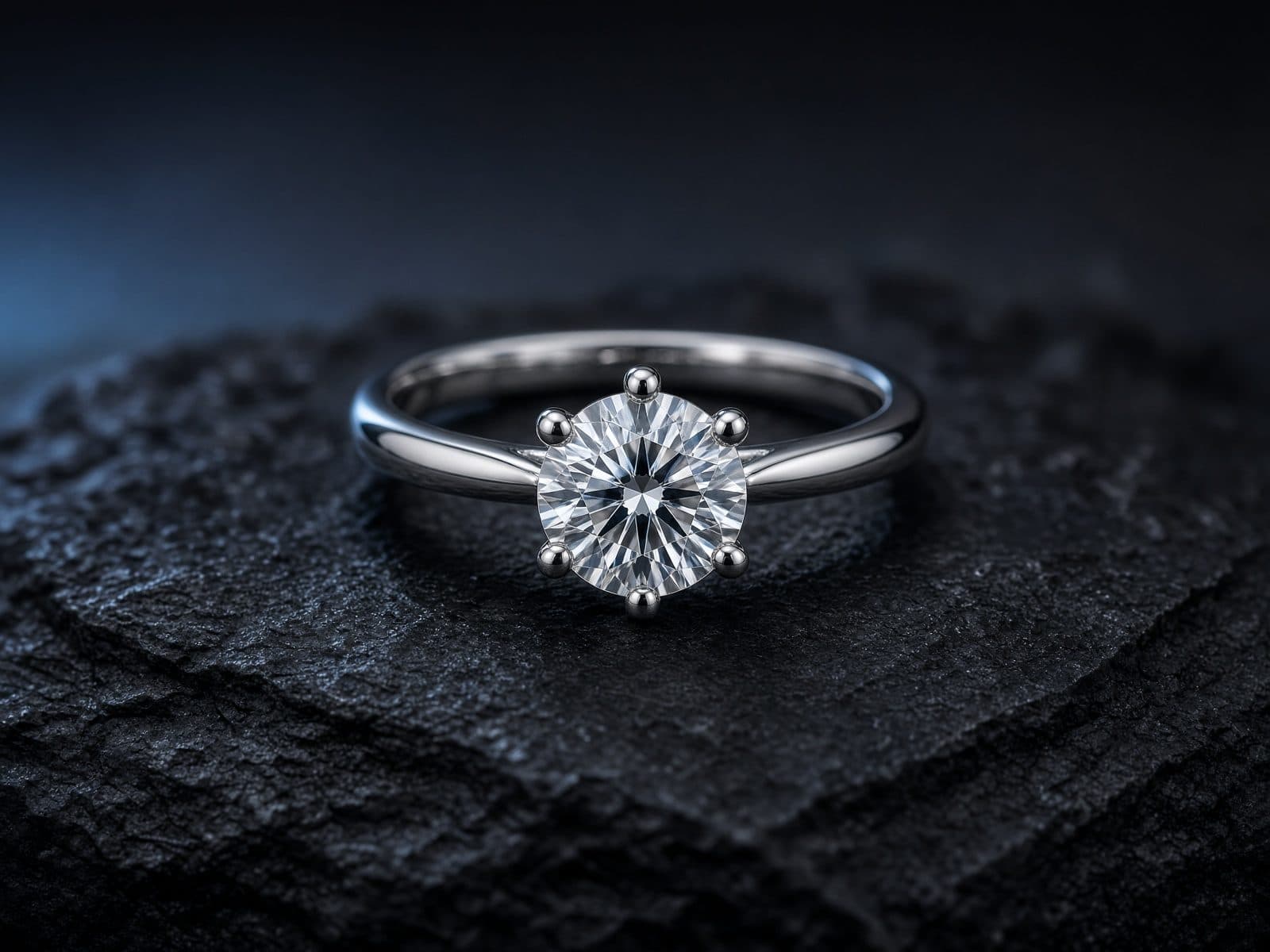 AI-generated catalog study of the Tiffany & Co. Tiffany Setting Engagement Ring