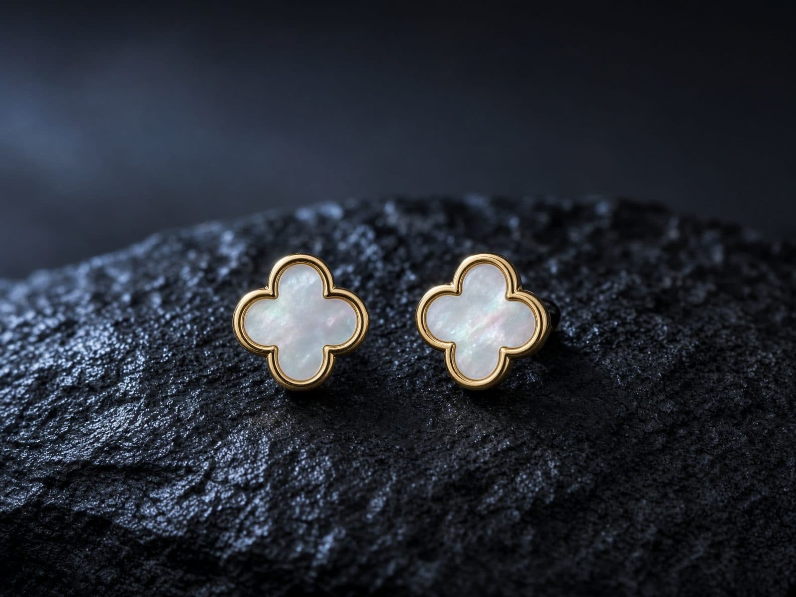 AI-generated catalog study of the Van Cleef & Arpels Sweet Alhambra Earrings